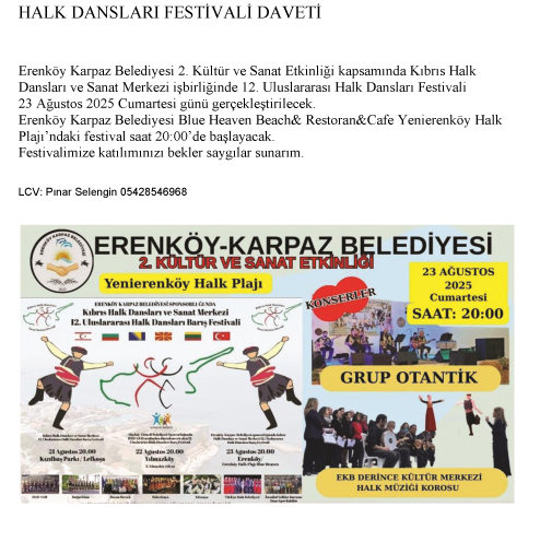 HALK DANSLARI FESTİVLİ DAVETİ