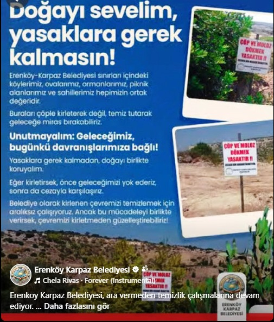 Erenk&ouml;y Karpaz Belediyesi, ara vermeden temizlik &ccedil;alışmalarına devam ediyor