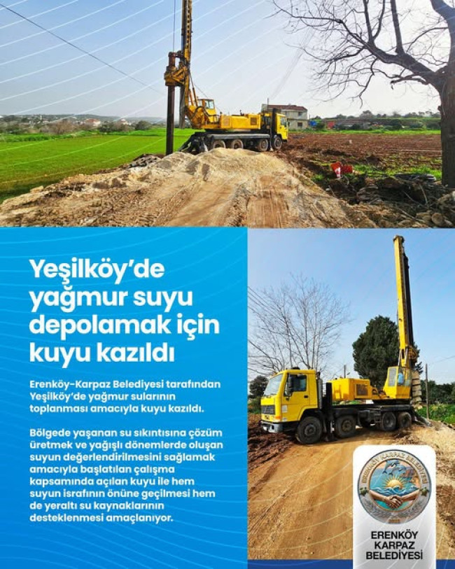 YEŞİLK&Ouml;Y'DE YAĞMUR SULARINI TOPLAMAK İ&Ccedil;İN KUYU KAZILDI