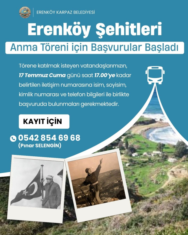8 Ağustos Erenk&ouml;y Şehitlerini Anma T&ouml;reni i&ccedil;in son başvuru 17 Temmuz