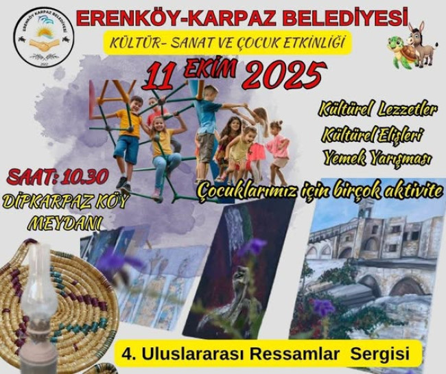 "Kültür-Sanat ve Çocuk Etkinliği" 11 Ekim Cumartesi günü Dipkarpaz'da gerçekleştirilecek